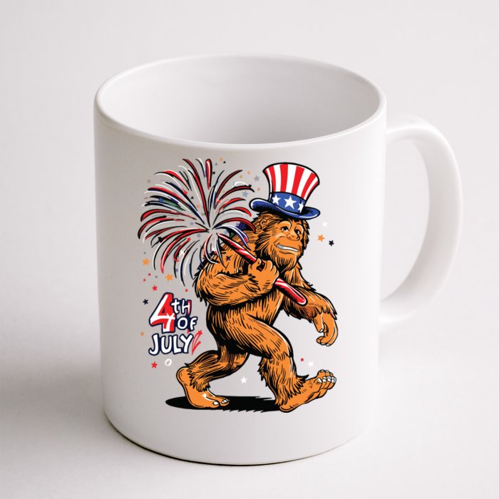 Bigfoot Sasquatch 4th Of July Fireworks Front & Back Coffee Mug