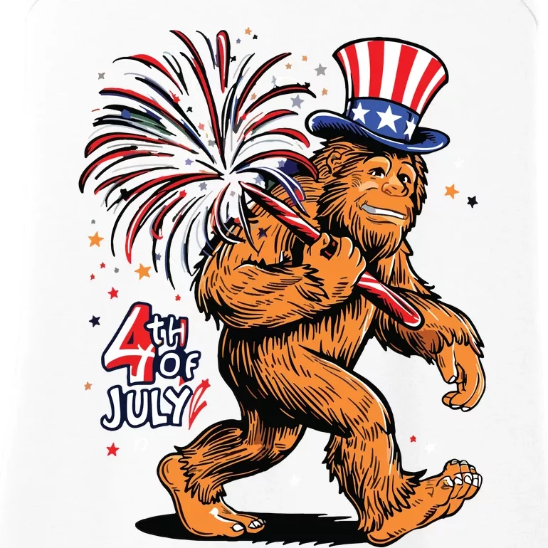 Bigfoot Sasquatch 4th Of July Fireworks Ladies Essential Tank