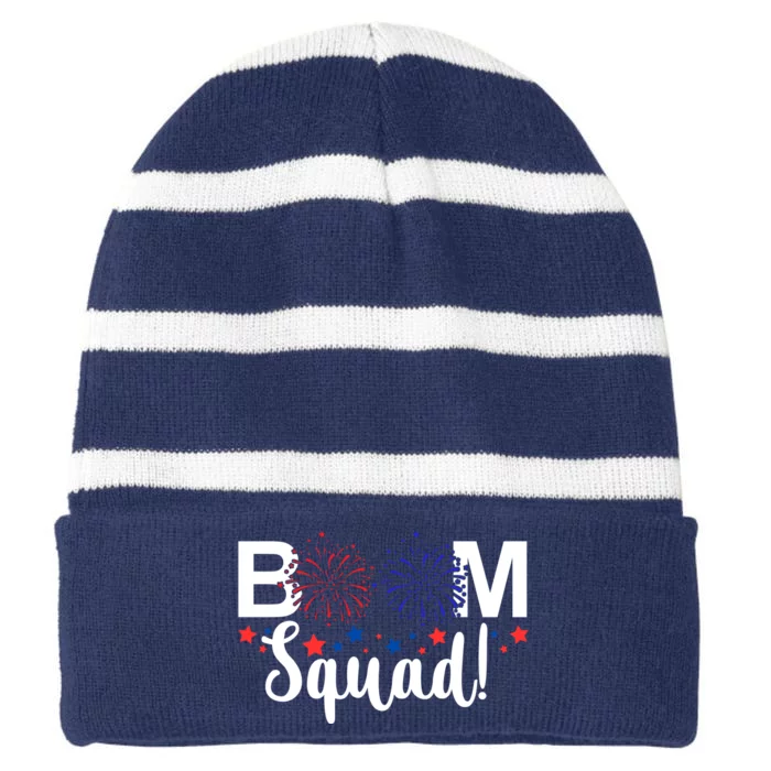 Boom Squad 4th Of July Striped Beanie with Solid Band