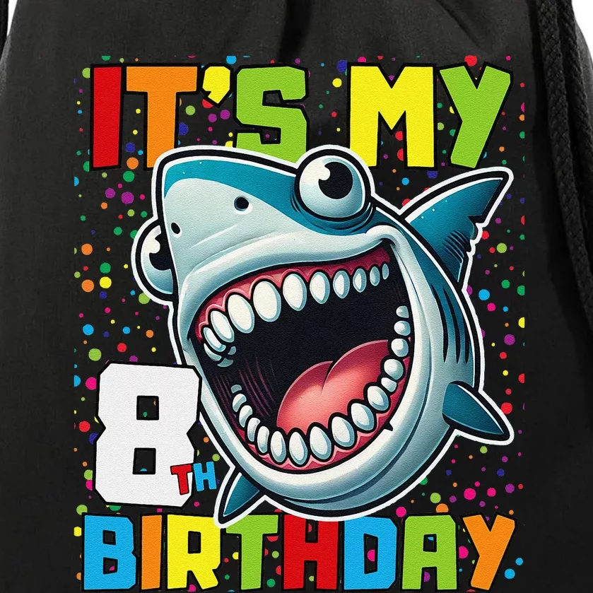 Birthday Shark 8 Year Old 8th Birthday Matching Family Drawstring Bag