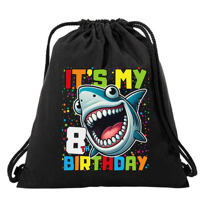 Birthday Shark 8 Year Old 8th Birthday Matching Family Drawstring Bag