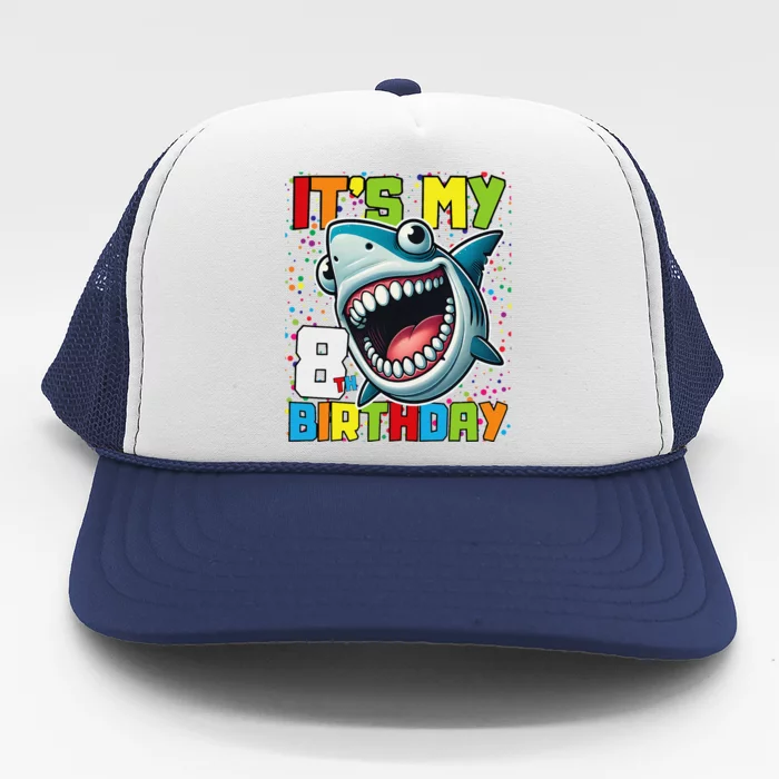 Birthday Shark 8 Year Old 8th Birthday Matching Family Trucker Hat