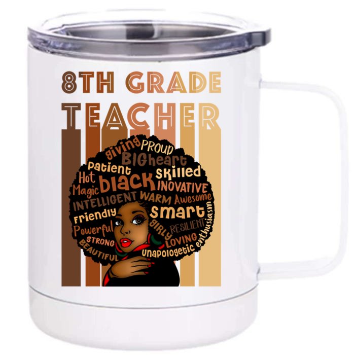 Black Smart 8th Grade Teacher Afro Love African American Gift Front & Back 12oz Stainless Steel Tumbler Cup