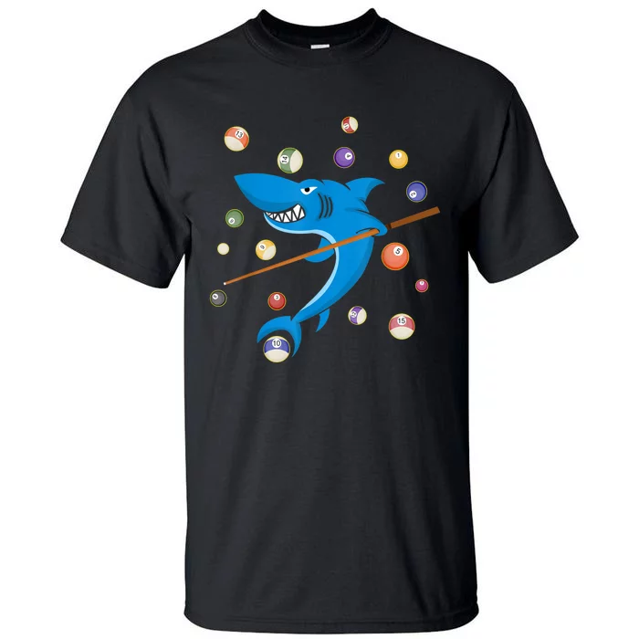 Billiard Shark 8 Ball Player Pool Table Cue Stick Snooker Tall T-Shirt