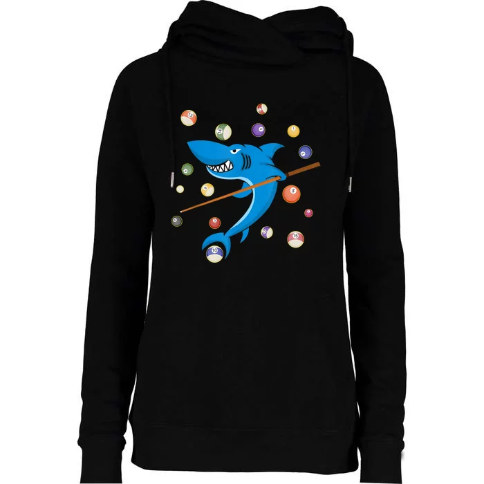 Billiard Shark 8 Ball Player Pool Table Cue Stick Snooker Womens Funnel Neck Pullover Hood