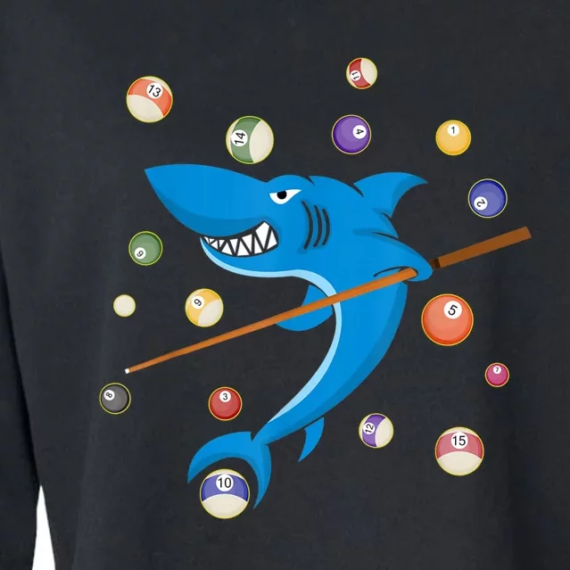 Billiard Shark 8 Ball Player Pool Table Cue Stick Snooker Cropped Pullover Crew