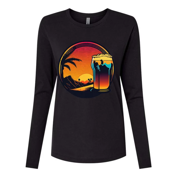 Beer Synthwave 80s Retrowave Aesthetic Womens Cotton Relaxed Long Sleeve T-Shirt