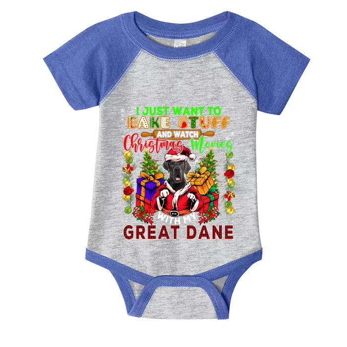 Bake Stuff And Watch Xmas Movies With My Great Dane Santa Cool Gift Infant Baby Jersey Bodysuit