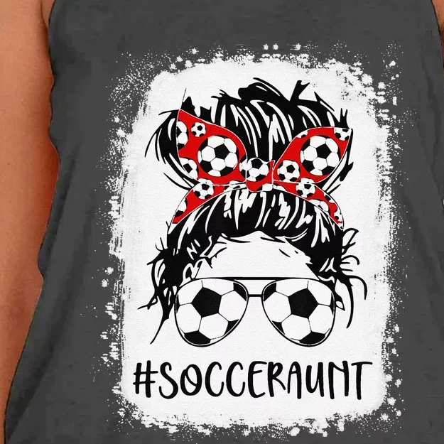 Bleached Soccer Aunt Life Messy Bun Women Mother's Day Women's Knotted Racerback Tank