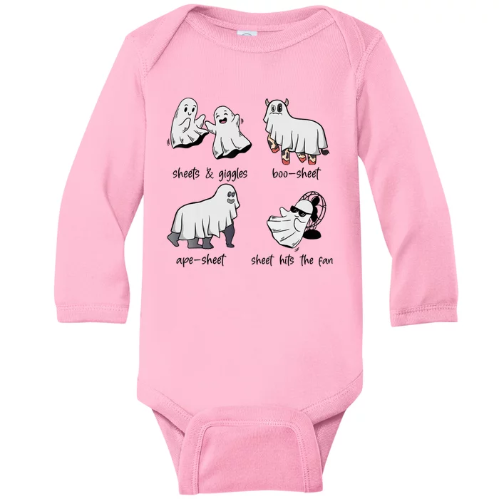 Boo Sheet Ape Sheet Sheets & Giggles Hits The Fan Ghost Meme Baby Long Sleeve Bodysuit