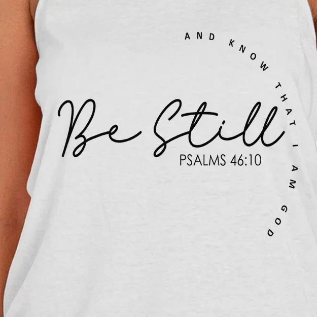 Be Still And Know That I Am God Christian Believers God Women's Knotted Racerback Tank