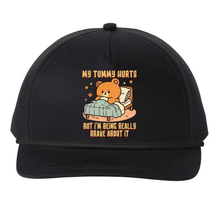 Bear Stomach Ache Tummy Ache Survivor Ibs My Tummy Hurts Snapback Five-Panel Rope Hat