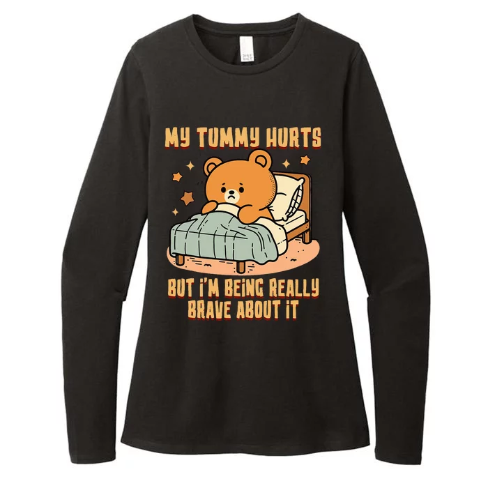 Bear Stomach Ache Tummy Ache Survivor Ibs My Tummy Hurts Womens CVC Long Sleeve Shirt