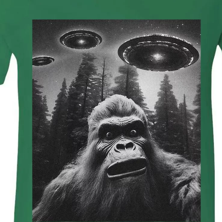 Bigfoot Sasquatch Alien Ufo V-Neck T-Shirt