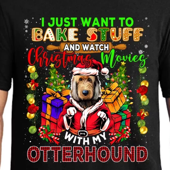 Bake Stuff And Watch Xmas Movies With My Otterhound Santa Gift Pajama Set