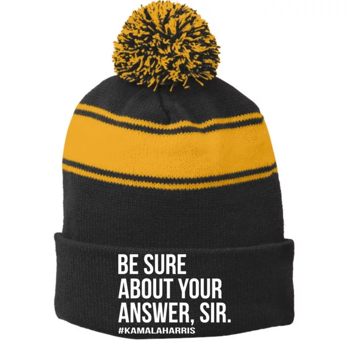 Be Sure About Your Answer Sir Stripe Pom Pom Beanie