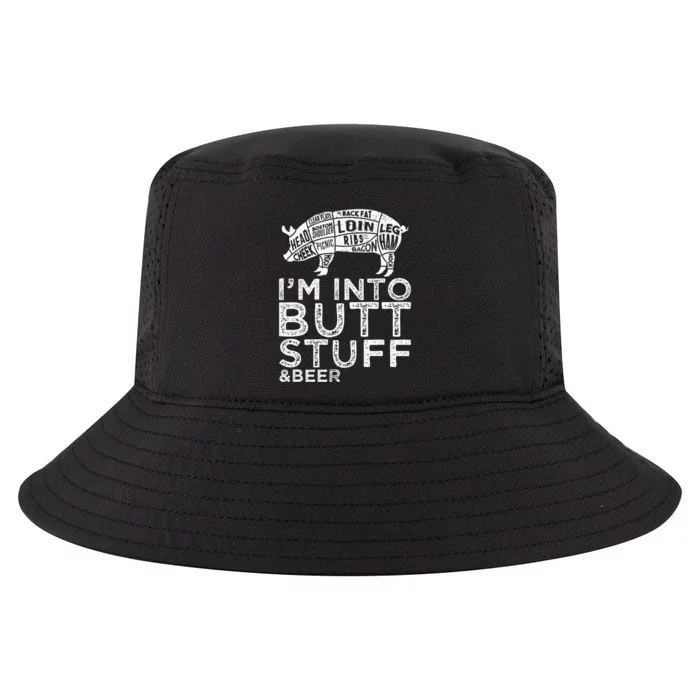 Butt Stuff And Beer Pork Cuts Grilling BBQ Jokes Anti Vegan Cool Comfort Performance Bucket Hat