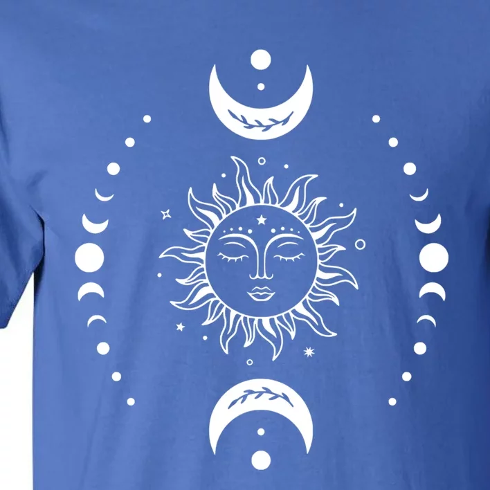 Boho Sun And Moon Celestial Crescent Moon Phases Halloween Gift Tall T-Shirt