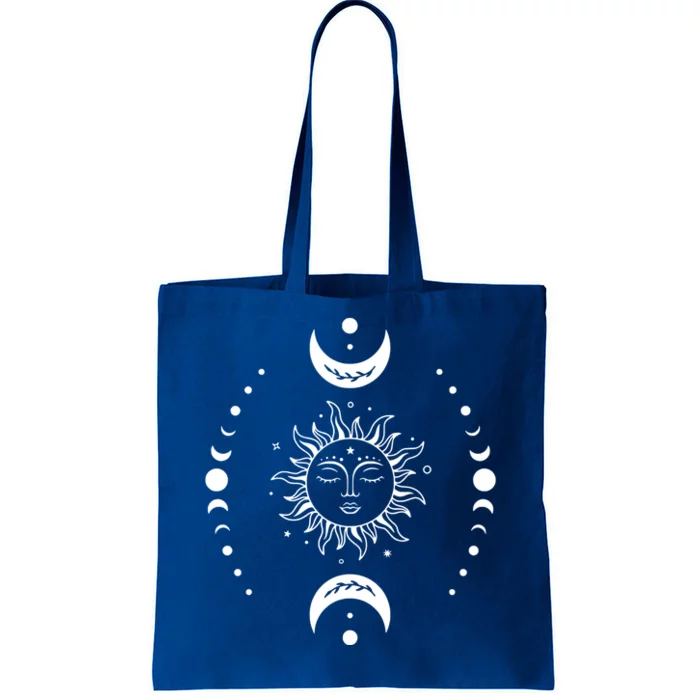 Boho Sun And Moon Celestial Crescent Moon Phases Halloween Gift Tote Bag