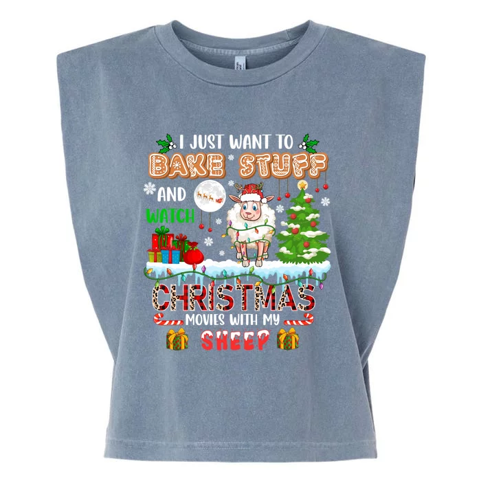 Bake Stuff And Watch Xmas Movies With My Sheep Santa Farmer Gift Garment-Dyed Women's Muscle Tee