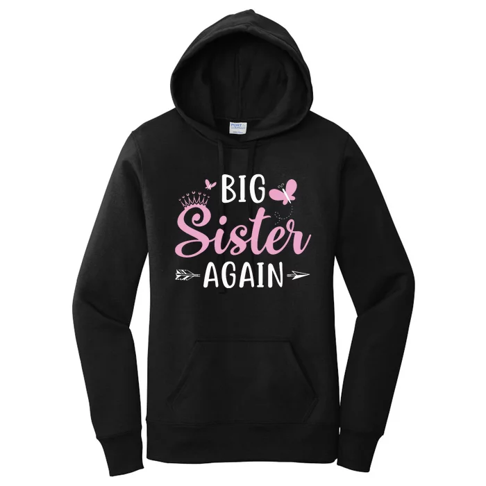 Big Sister Again Sibling Older Daughter Arrow Butterflies Women's Pullover Hoodie