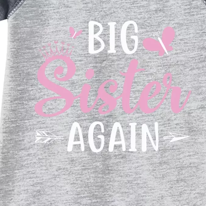 Big Sister Again Sibling Older Daughter Arrow Butterflies Infant Baby Jersey Bodysuit