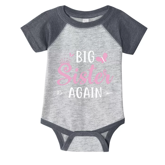 Big Sister Again Sibling Older Daughter Arrow Butterflies Infant Baby Jersey Bodysuit