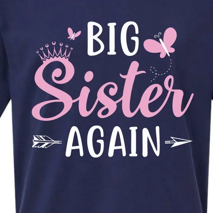 Big Sister Again Sibling Older Daughter Arrow Butterflies Sueded Cloud Jersey T-Shirt