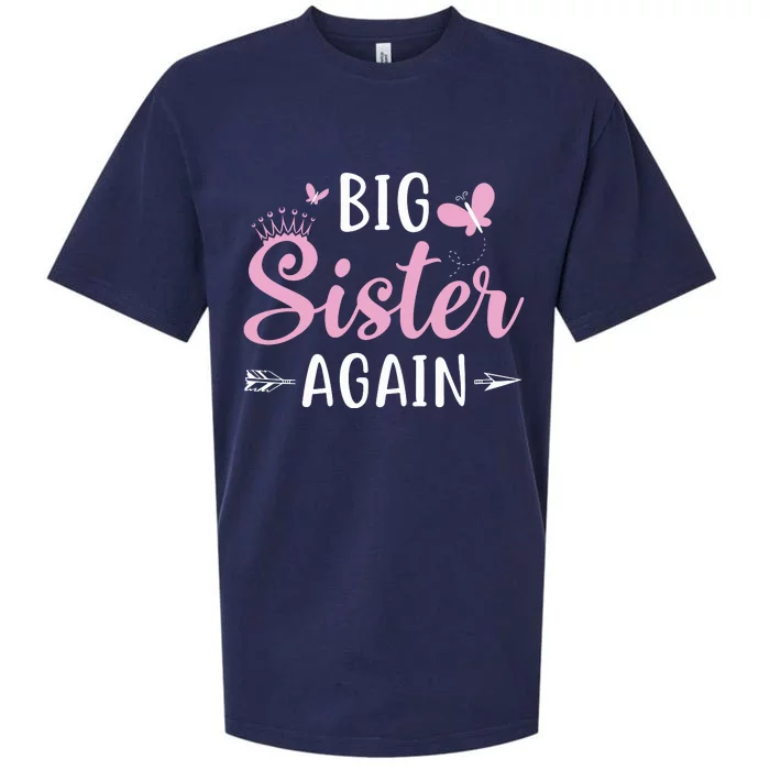 Big Sister Again Sibling Older Daughter Arrow Butterflies Sueded Cloud Jersey T-Shirt