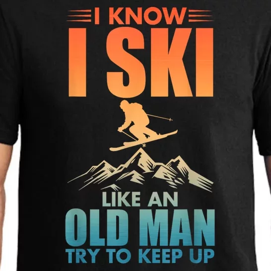 Best Ski Art For Grandpa Skiing Nordic Skier Skiing Gift Pajama Set