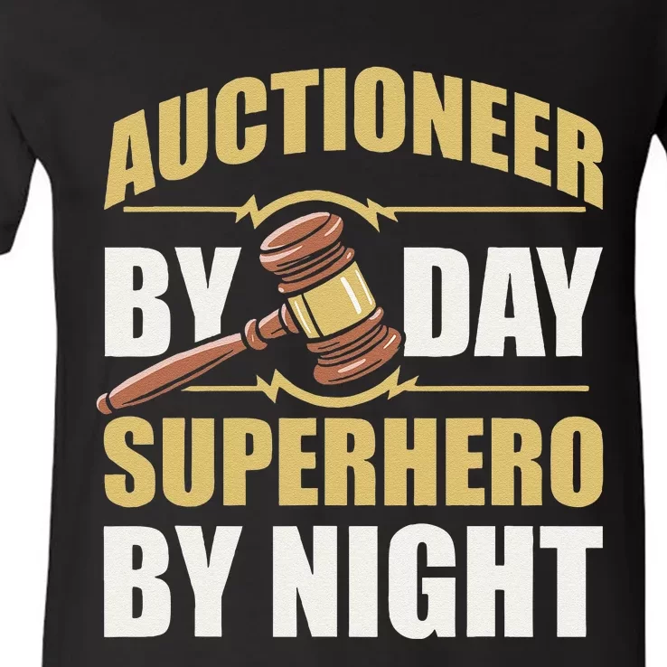 Bidding Sales Auction Auctioneer V-Neck T-Shirt