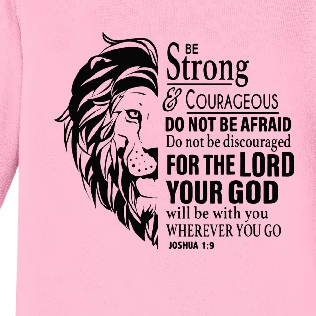 Be Strong and Courageous Christian Joshua 19 Jesus God Cross Baby Long Sleeve Bodysuit