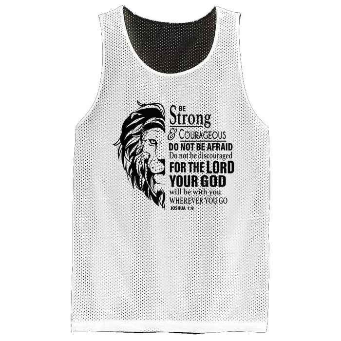 Be Strong and Courageous Christian Joshua 19 Jesus God Cross Mesh Reversible Basketball Jersey Tank