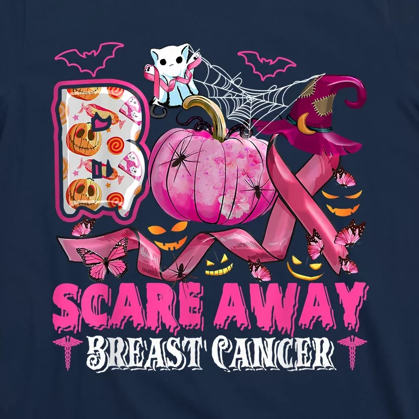 Boo Scare Away Breast Cancer Pink Ribbon Spider Halloween T-Shirt