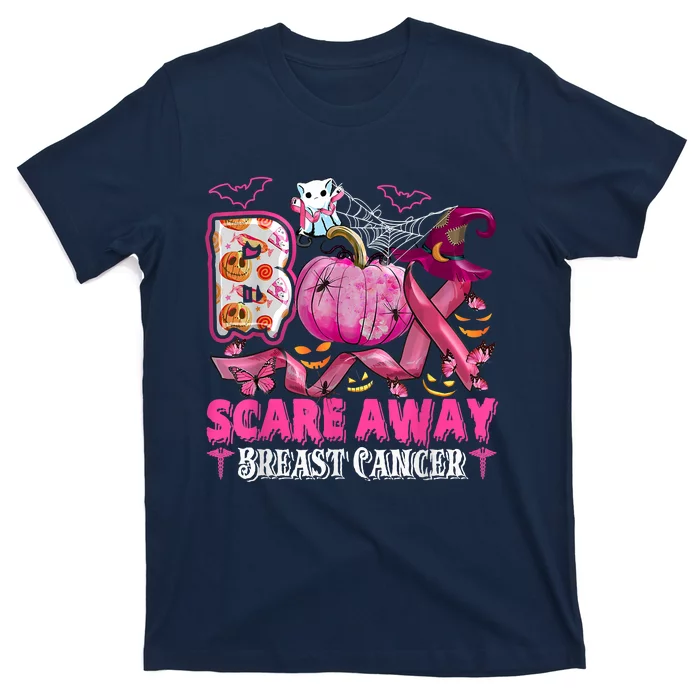 Boo Scare Away Breast Cancer Pink Ribbon Spider Halloween T-Shirt