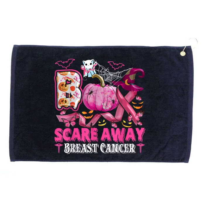 Boo Scare Away Breast Cancer Pink Ribbon Spider Halloween Grommeted Golf Towel