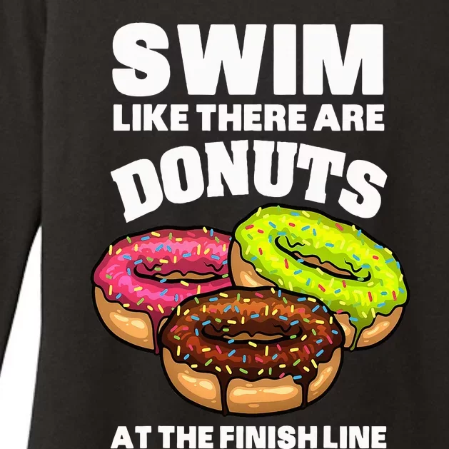 Best Swimming Art For Swimmer Donut Lover Swimming Womens CVC Long Sleeve Shirt