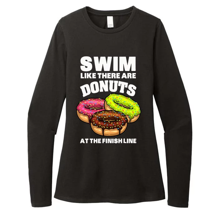 Best Swimming Art For Swimmer Donut Lover Swimming Womens CVC Long Sleeve Shirt