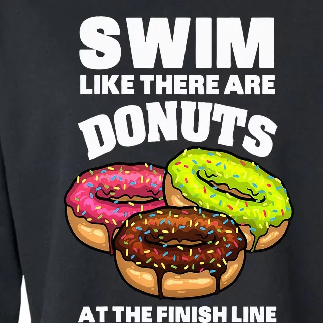 Best Swimming Art For Swimmer Donut Lover Swimming Cropped Pullover Crew