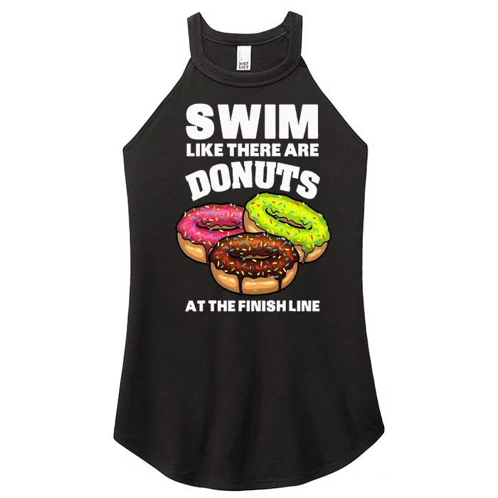 Best Swimming Art For Swimmer Donut Lover Swimming Women’s Perfect Tri Rocker Tank