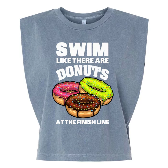 Best Swimming Art For Swimmer Donut Lover Swimming Garment-Dyed Women's Muscle Tee