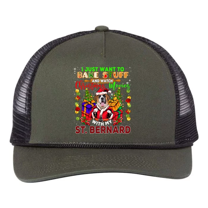 Bake Stuff And Watch Xmas Movies With My St Bernard Santa Gift Retro Rope Trucker Hat Cap