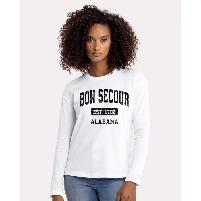 Bon Secour Alabama Al Vintage Sports Established Womens Cotton Relaxed Long Sleeve T-Shirt