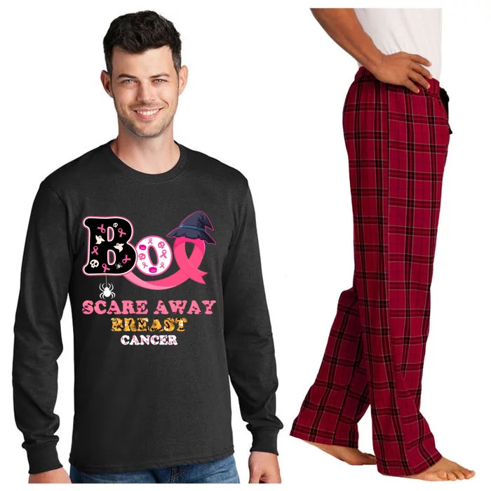 Boo Scare Away Breast Cancer Halloween Support Squad Warrior Gift Long Sleeve Pajama Set