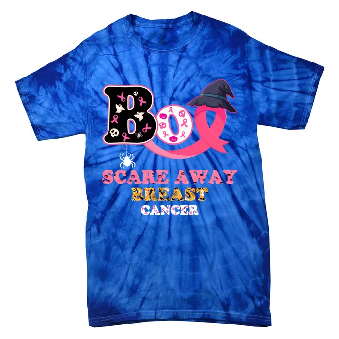 Boo Scare Away Breast Cancer Halloween Support Squad Warrior Gift Tie-Dye T-Shirt