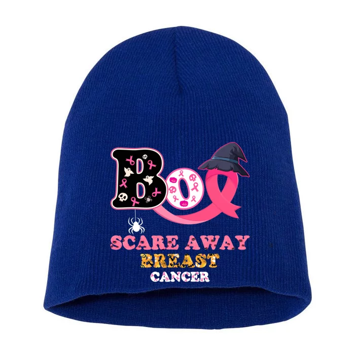 Boo Scare Away Breast Cancer Halloween Support Squad Warrior Gift Short Acrylic Beanie