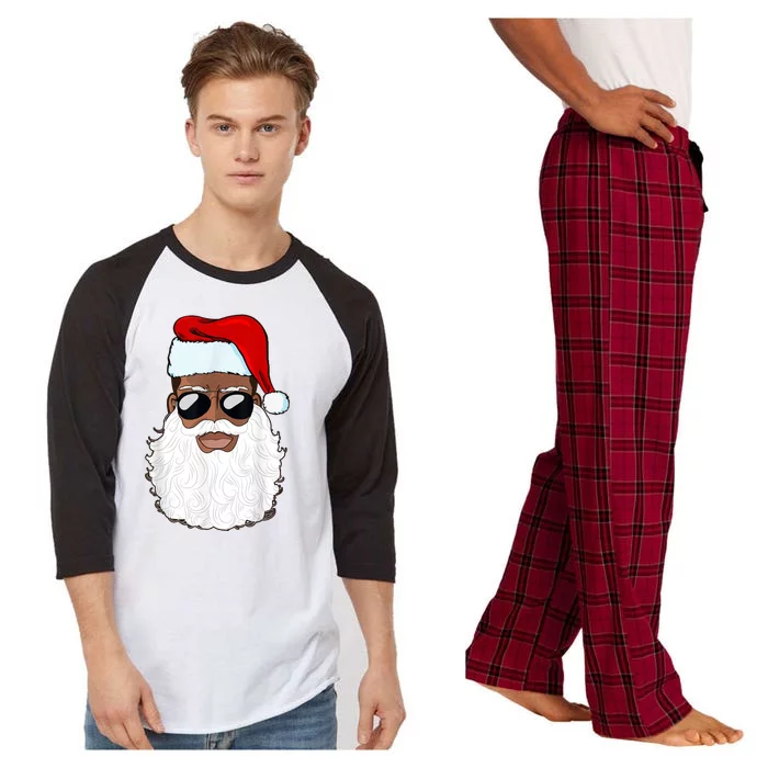 Black Santa African American Raglan Sleeve Pajama Set