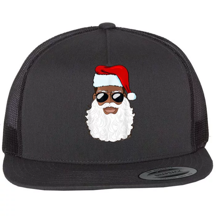 Black Santa African American Flat Bill Trucker Hat