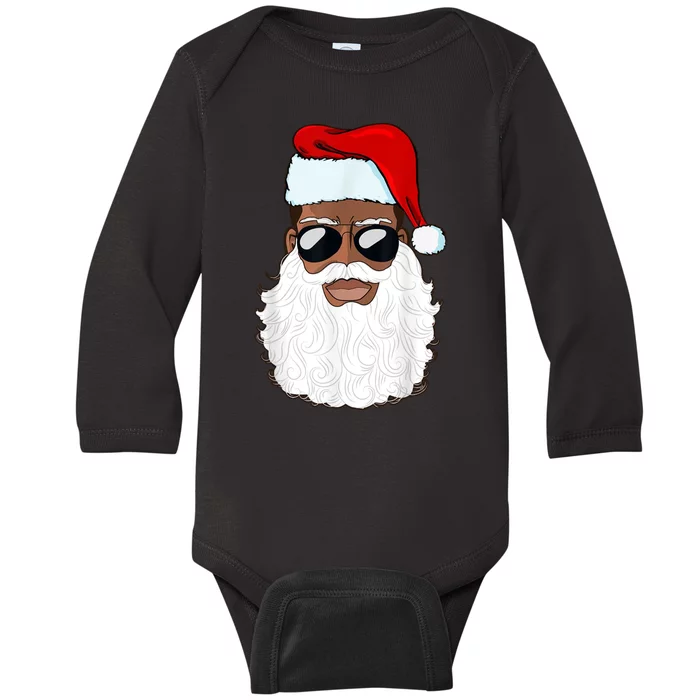 Black Santa African American Baby Long Sleeve Bodysuit