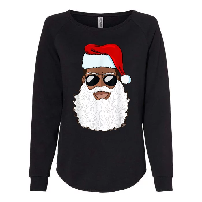 Black Santa African American Womens California Wash Sweatshirt